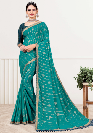 Picture of Elegant Silk Teal Saree