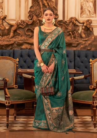Picture of Marvelous Silk Forest Green Saree