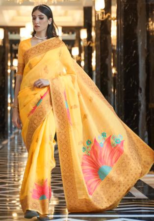 Picture of Comely Linen Sandy Brown Saree