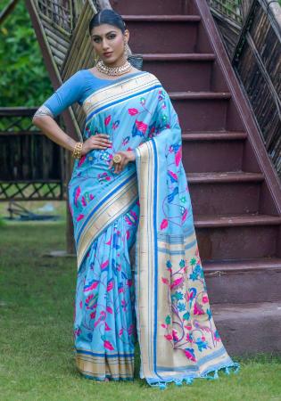 Picture of Lovely Silk Sky Blue Saree