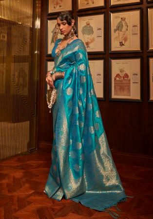 Picture of Well Formed Silk Teal Saree