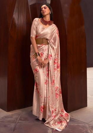 Picture of Beautiful Satin Pale Violet Red Saree