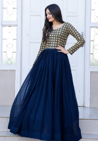 Picture of Splendid Georgette Midnight Blue Readymade Gown