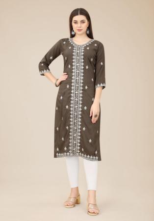 Picture of Marvelous Silk Brown Kurtis & Tunic