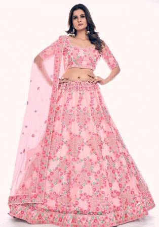 Picture of Elegant Net Pink Lehenga Choli