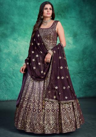 Picture of Stunning Georgette Dark Grey Readymade Gown