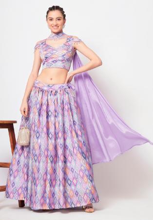 Picture of Shapely Silk Pale Violet Red Lehenga Choli