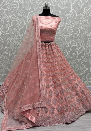 Picture of Appealing Net Rosy Brown Lehenga Choli