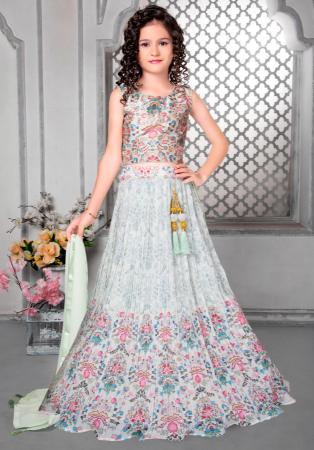 Picture of Exquisite Georgette Off White Kids Lehenga Choli