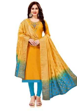 Picture of Sightly Cotton Golden Rod Straight Cut Salwar Kameez
