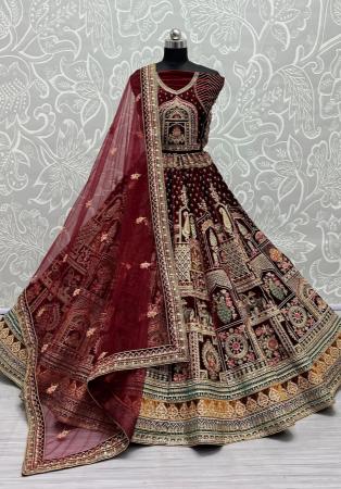 Picture of Excellent Synthetic Maroon Lehenga Choli