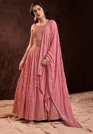 Picture of Nice Georgette Pale Violet Red Readymade Gown