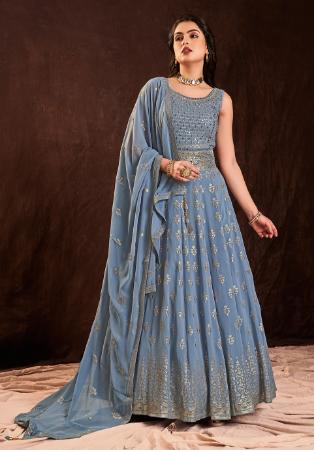 Picture of Sublime Georgette Light Slate Grey Readymade Gown