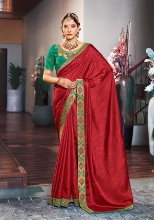 Picture of Bewitching Synthetic Indian Red Saree