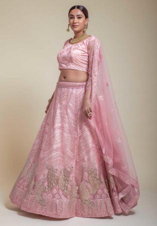 Picture of Sightly Net Rosy Brown Lehenga Choli