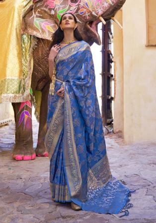 Picture of Alluring Silk Dark Slate Blue Saree