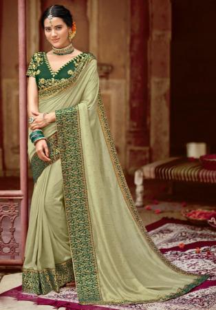 Picture of Shapely Synthetic Dark Khaki Saree