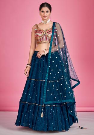 Picture of Statuesque Georgette Navy Blue Lehenga Choli