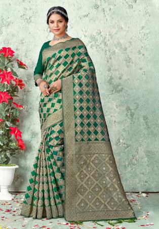 Picture of Fine Organza Teal Saree