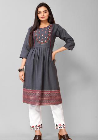 Picture of Alluring Cotton Slate Grey Kurtis & Tunic