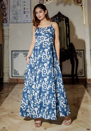 Picture of Comely Cotton Dark Slate Blue Readymade Gown