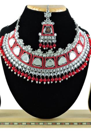 Picture of Lovely Fire Brick Necklace Set