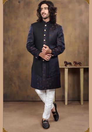 Picture of Ideal Silk Navy Blue Indo Western