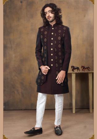 Picture of Charming Silk Brown Indo Western