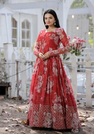 Picture of Comely Georgette Indian Red Readymade Gown