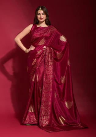 Picture of Shapely Georgette & Silk Maroon Saree