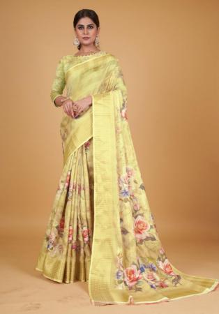 Picture of Charming Cotton & Silk Khaki Saree