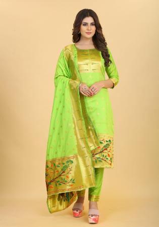 Picture of Beauteous Silk Khaki Straight Cut Salwar Kameez