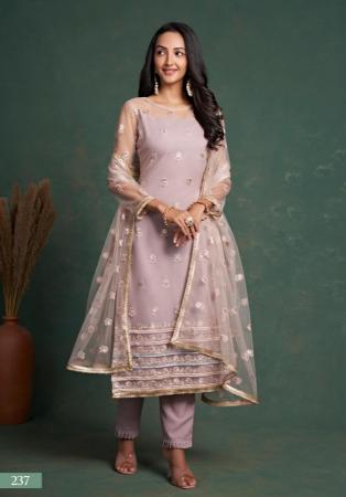 Picture of Alluring Net Rosy Brown Straight Cut Salwar Kameez