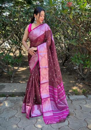 Picture of Beautiful Organza Rosy Brown Saree
