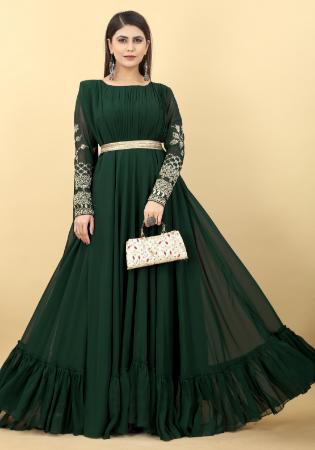 Picture of Crepe & Georgette Dark Slate Grey Readymade Gown