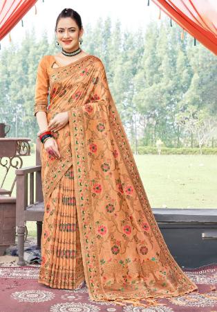 Picture of Beautiful Silk Sandy Brown Saree