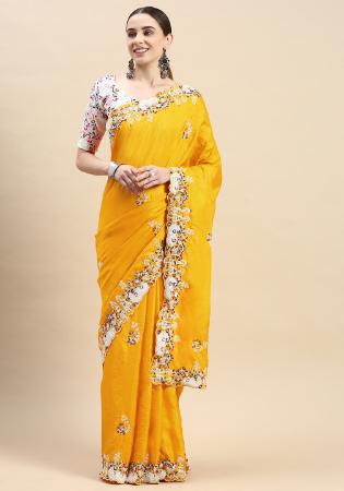 Picture of Gorgeous Georgette Golden Saree