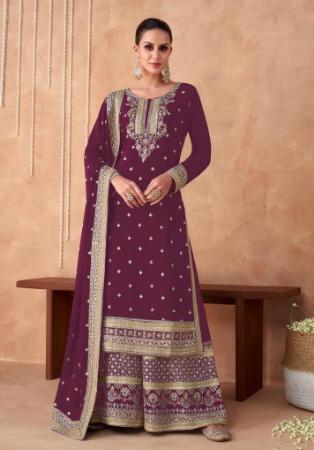 Picture of Statuesque Georgette Brown Straight Cut Salwar Kameez