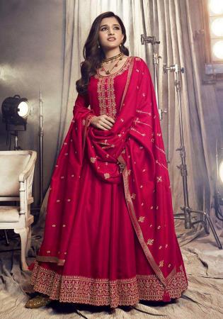 Picture of Appealing Silk Deep Pink Anarkali Salwar Kameez