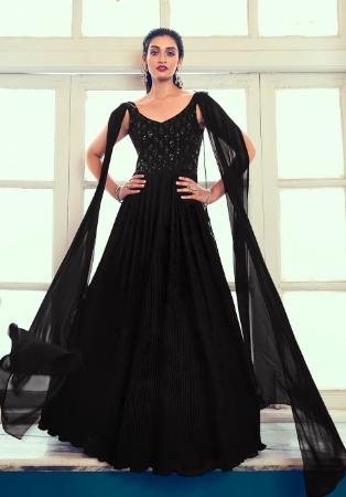 Picture of Classy Silk Black Readymade Gown