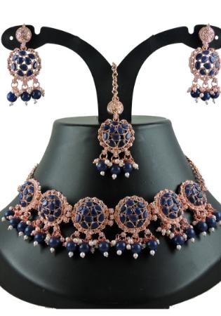 Picture of Excellent Georgette Dark Blue Necklace Set