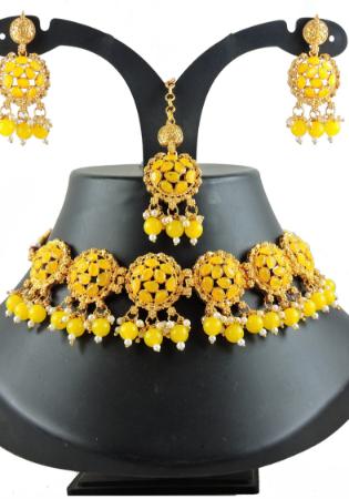 Picture of Good Looking Georgette Yellow Necklace Set