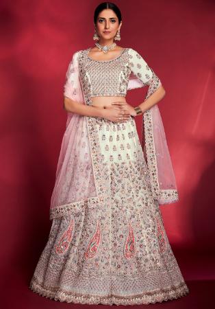 Picture of Comely Georgette & Silk Off White Lehenga Choli