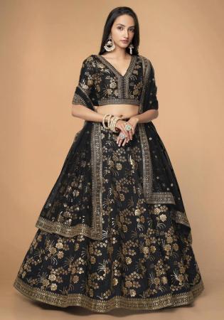 Picture of Alluring Silk Black Lehenga Choli