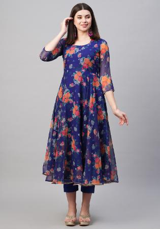 Picture of Fascinating Rayon Midnight Blue Readymade Salwar Kameez