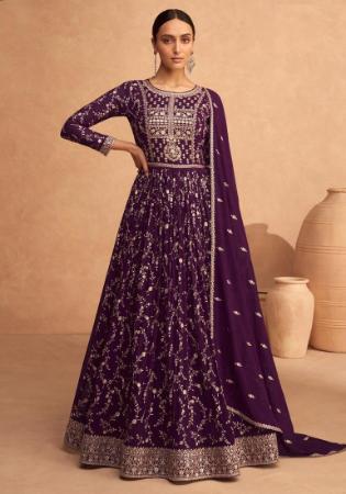 Picture of Appealing Georgette Purple Anarkali Salwar Kameez