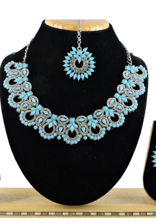 Picture of Taking Light Slate Grey Necklace Set