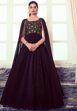 Picture of Fine Georgette Purple Readymade Gown
