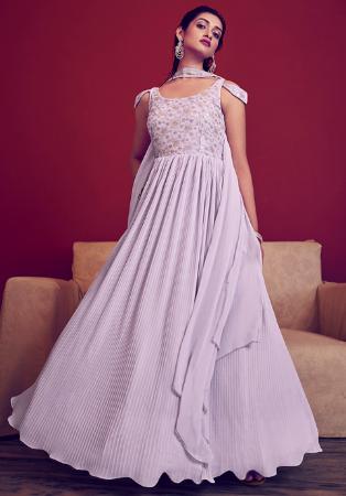 Picture of Amazing Georgette Light Steel Blue Readymade Gown
