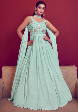 Picture of Delightful Georgette Light Steel Blue Readymade Gown